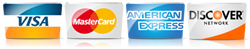 credit cards accepted visa, amex, mastercard, discover