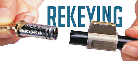 image of a lock cylinder that's been removed so it can be rekeyed